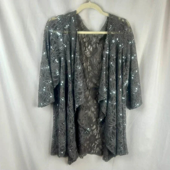 Ursula of Switzerland 3 Piece Set Women Plus 20W Gray Pants Sequin Wedding Event